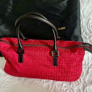 Vintage Fendi Zucchino Red Shoulder Bag